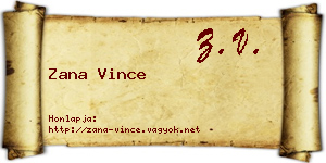 Zana Vince névjegykártya